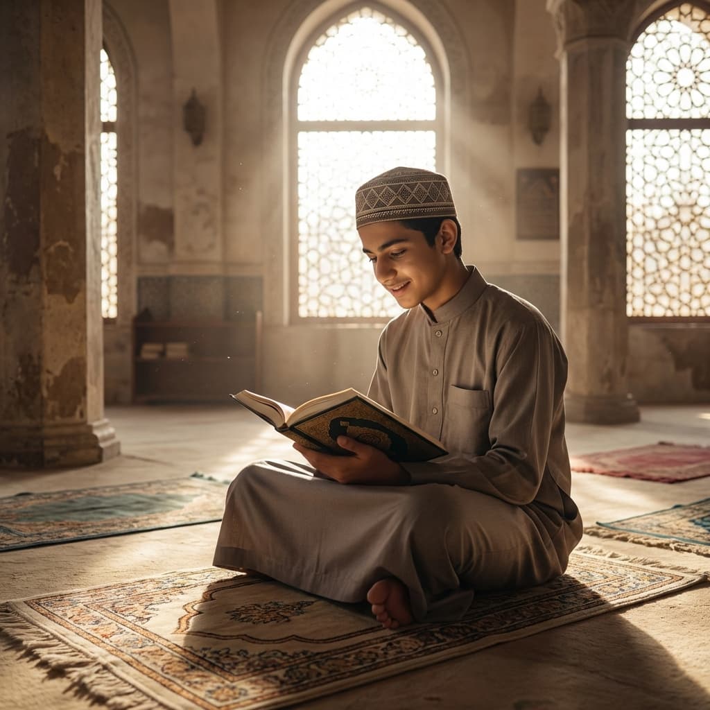 Youth reading Quran